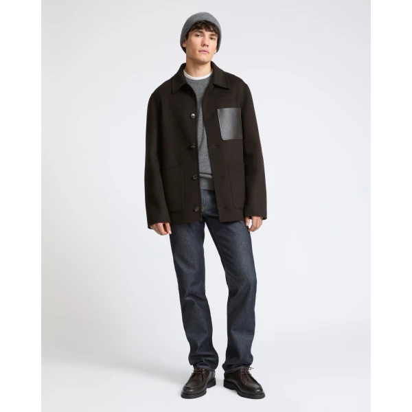 Yves Salomon Double-Sided Wool and Cashmere Workwear Jacket in Brown | Men's Jackets | Coveti
