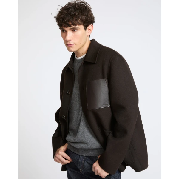 Yves Salomon Double-Sided Wool and Cashmere Workwear Jacket in Brown | Men's Jackets | Coveti