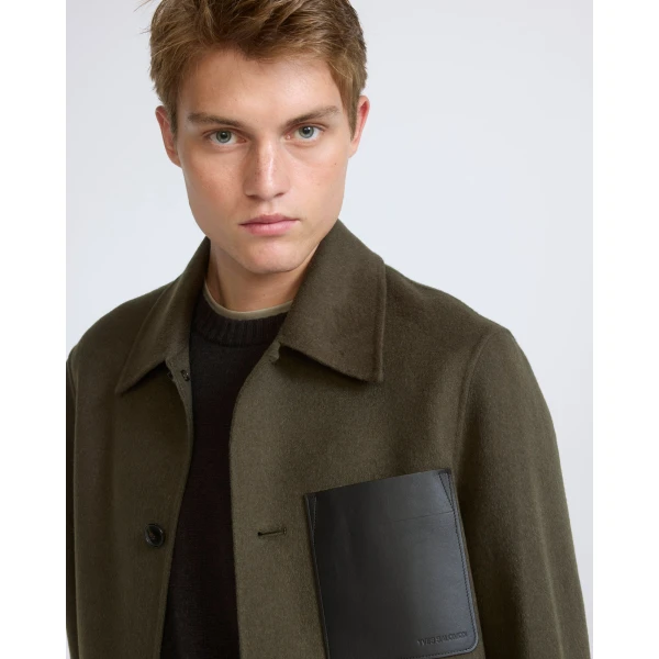 Yves Salomon Double-Sided Wool and Cashmere Workwear Jacket in Khaki | Men's Jackets | Coveti