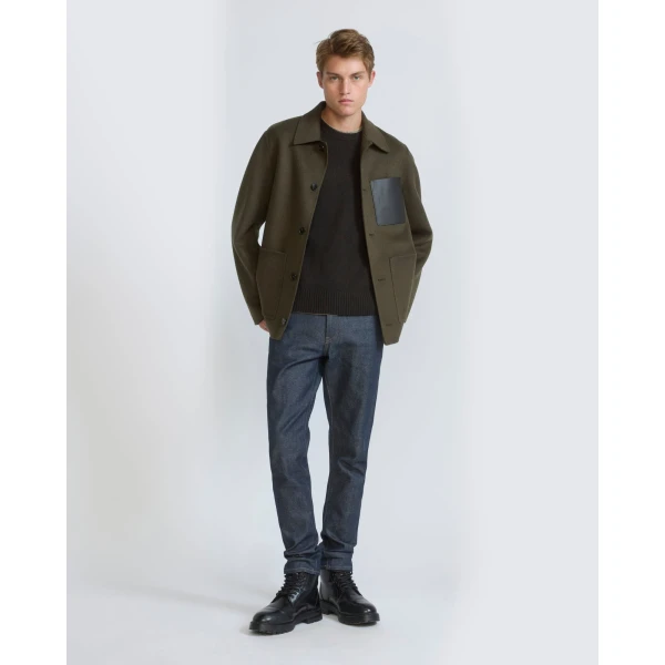 Yves Salomon Double-Sided Wool and Cashmere Workwear Jacket in Khaki | Men's Jackets | Coveti