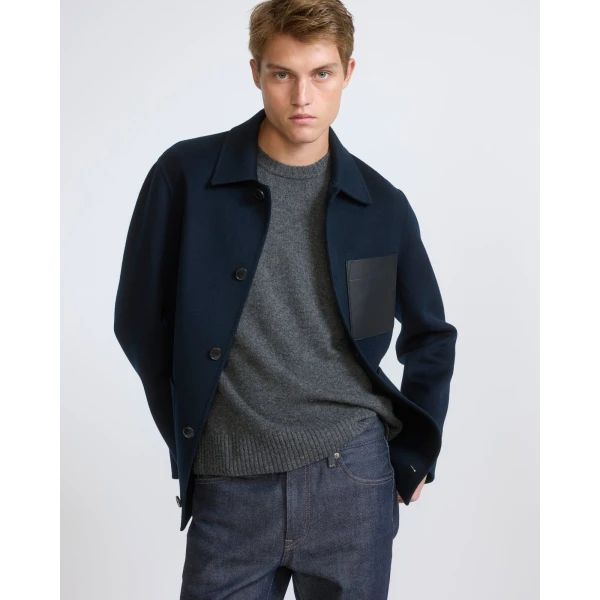 Yves Salomon Double-Sided Wool and Cashmere Workwear Jacket in Navy | Men's Jackets | Coveti