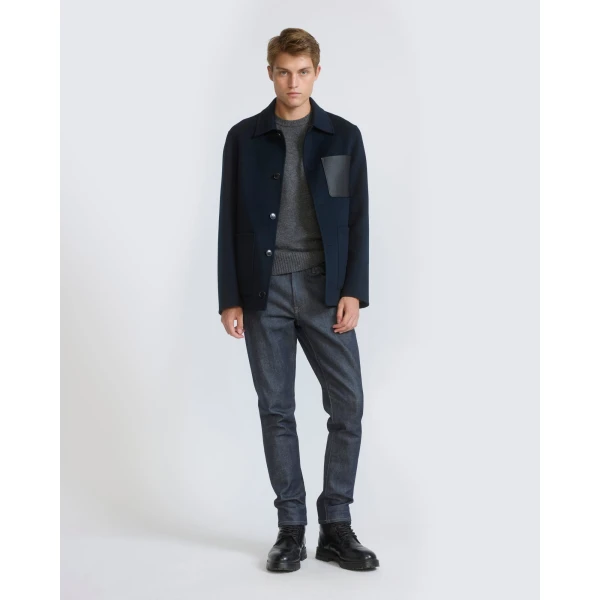 Yves Salomon Double-Sided Wool and Cashmere Workwear Jacket in Navy | Men's Jackets | Coveti