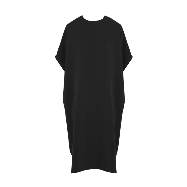 Draped Silk Crepe Dress in Black