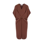Yves Salomon Draped Silk Crepe Dress in Dark Brown | Women | Coveti