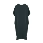 Yves Salomon Draped Silk Crepe Dress in Dark Teal | Women | Coveti