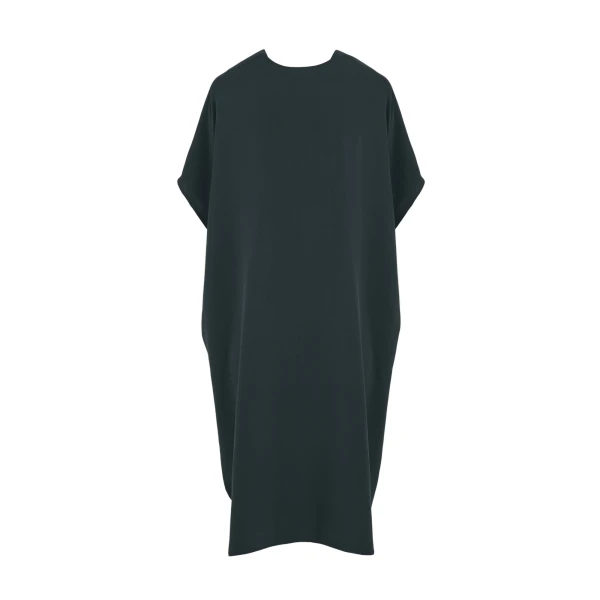 Draped Silk Crepe Dress in Dark Teal