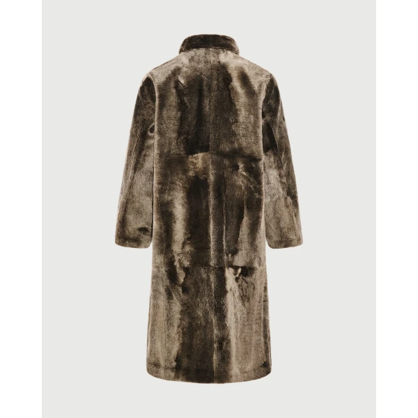 Yves Salomon Extra-Long Lacon Lambskin Shearling Coat in Brown | Men's Coats | Coveti