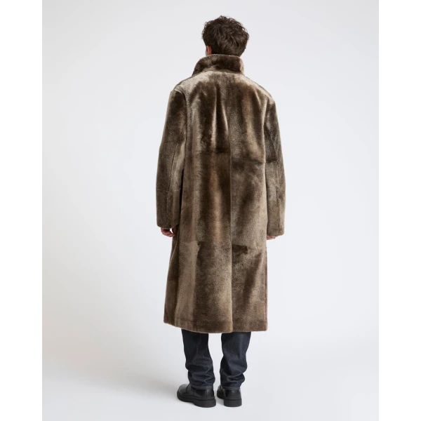 Yves Salomon Extra-Long Lacon Lambskin Shearling Coat in Brown | Men's Coats | Coveti
