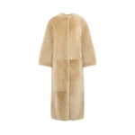 Yves Salomon Extra Long Lambskin Shearling Coat in Beige | Women | Coveti