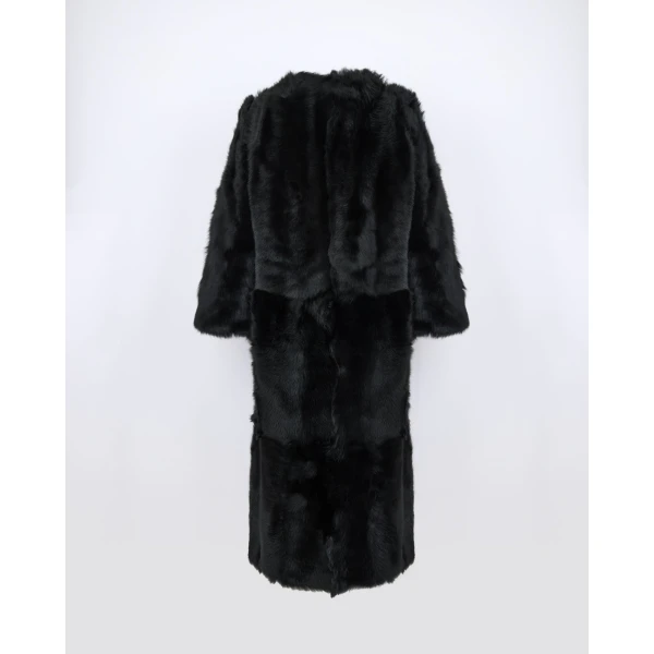 Yves Salomon Extra Long Toscana Lambskin Shearling Coat in Black | Shearling Coat | Coveti