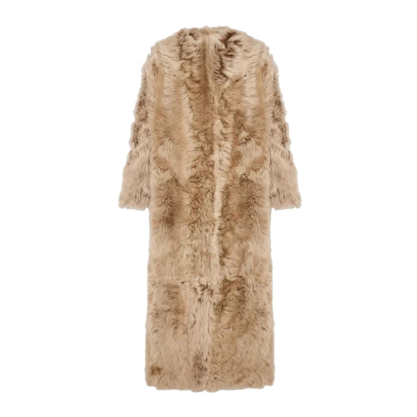 Extra Long Toscana Lambskin Shearling Coat in Camel