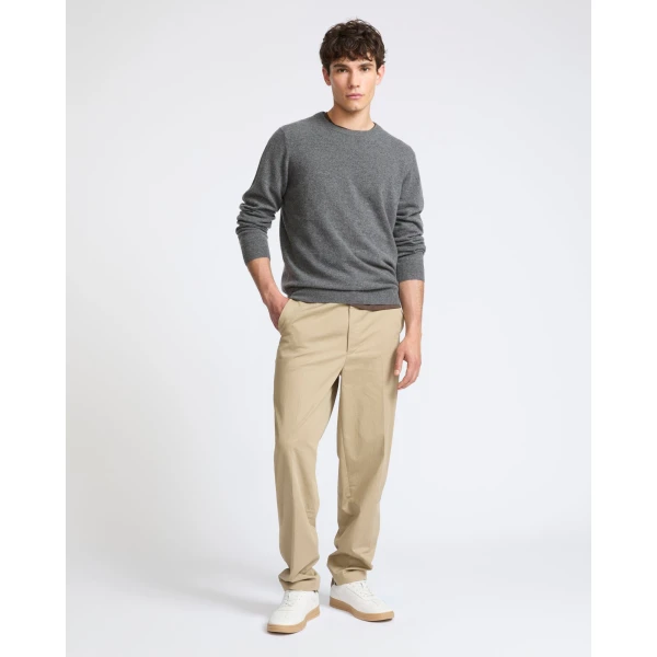 Yves Salomon Fine Cashmere Crew Neck Jumper in Grey Marl | Men's Knitwear | Coveti