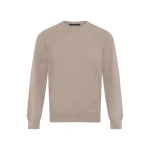 Yves Salomon Fine Cashmere Crew Neck Jumper in Pampas Beige | Men's Knitwear | Coveti