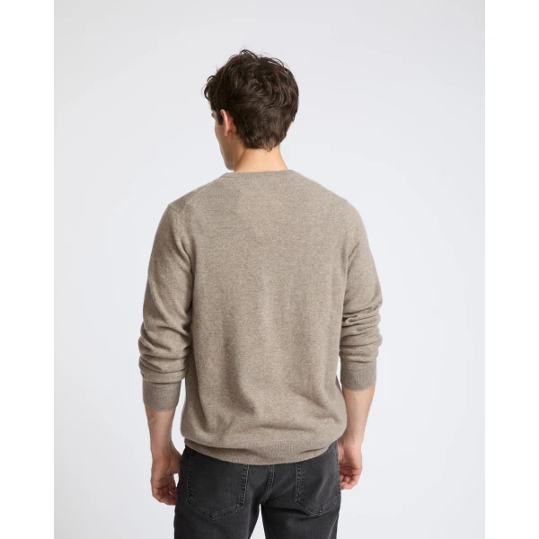 Yves Salomon Fine Cashmere Crew Neck Jumper in Pampas Beige | Men's Knitwear | Coveti
