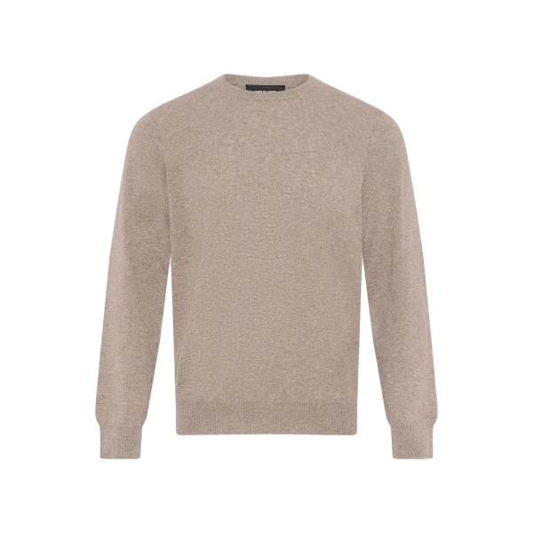 Yves Salomon Fine Cashmere Crew Neck Jumper in Pampas Beige | Men's Knitwear | Coveti
