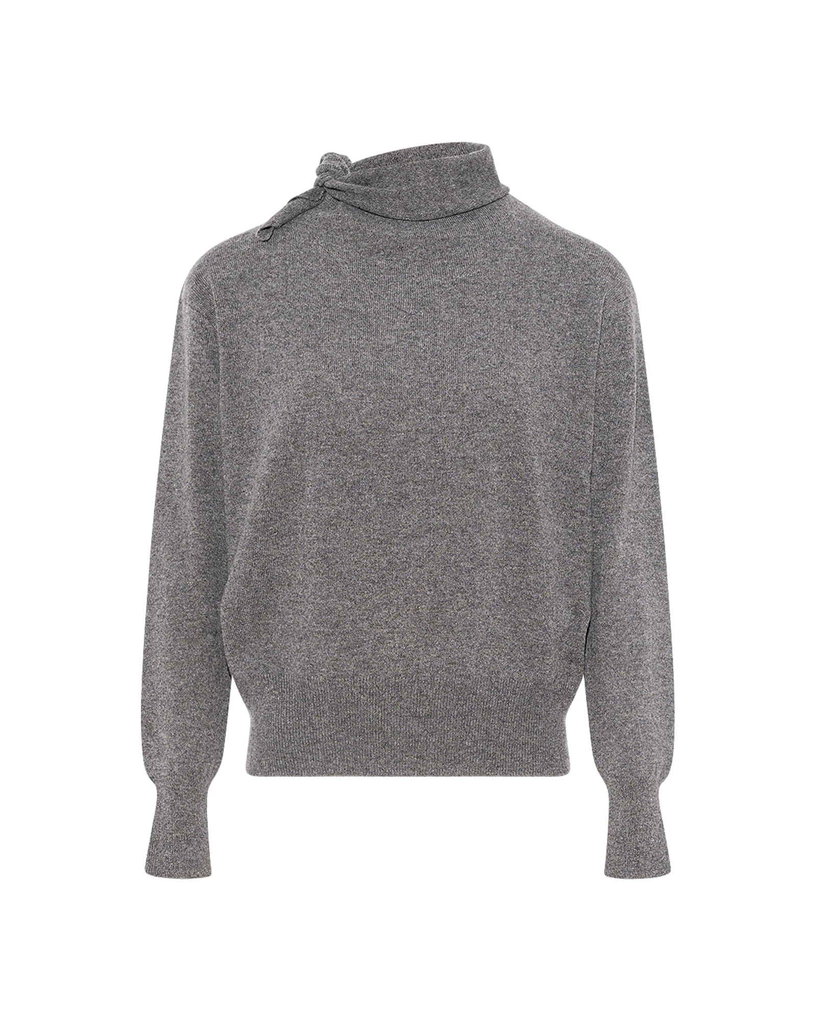 Yves Salomon Fine Cashmere Knit Sweater with Scarf Collar in Grey Yves Salomon Fine Cashmere Knit Sweater with Scarf Collar in Grey | Sweaters | Coveti