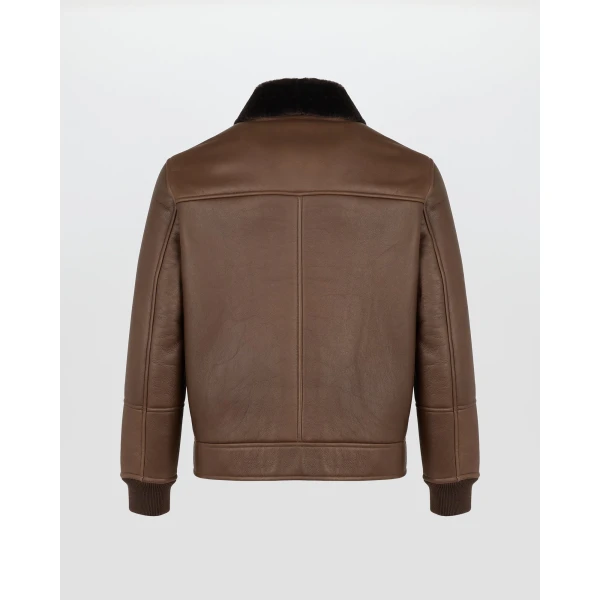 Yves Salomon Fine Curly Merino Lambskin Shearling Jacket in Chocolate and Ivory | Men's Jackets | Coveti