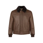 Yves Salomon Fine Curly Merino Lambskin Shearling Jacket in Chocolate and Ivory | Men Jackets | Coveti