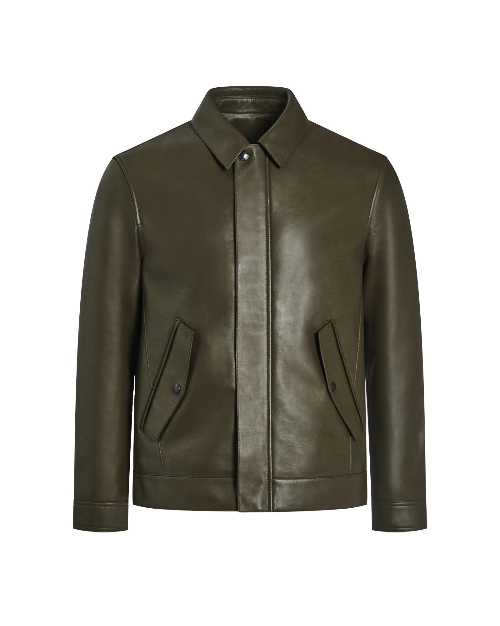 Yves Salomon Fitted Lambskin Leather Jacket in Dark Khaki Yves Salomon Fitted Lambskin Leather Jacket in Dark Khaki | Men Jackets | Coveti