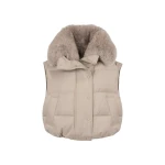 Yves Salomon Flannel Gilet with Fox Fur Collar in Beige | Vests | Coveti