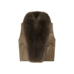 Yves Salomon Flannel Sleeveless Gilet with Detachable Fox Fur Collar in Brown | Vests | Coveti