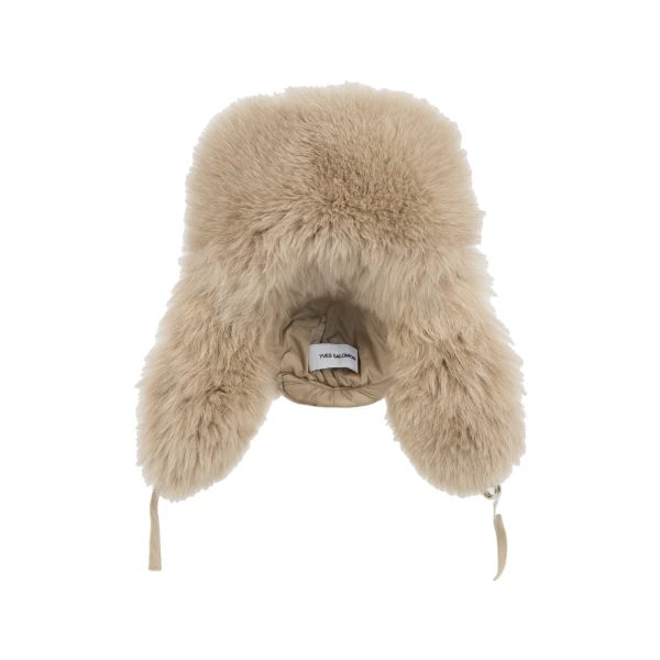Flannel and Fox Fur Ushanka in Beige