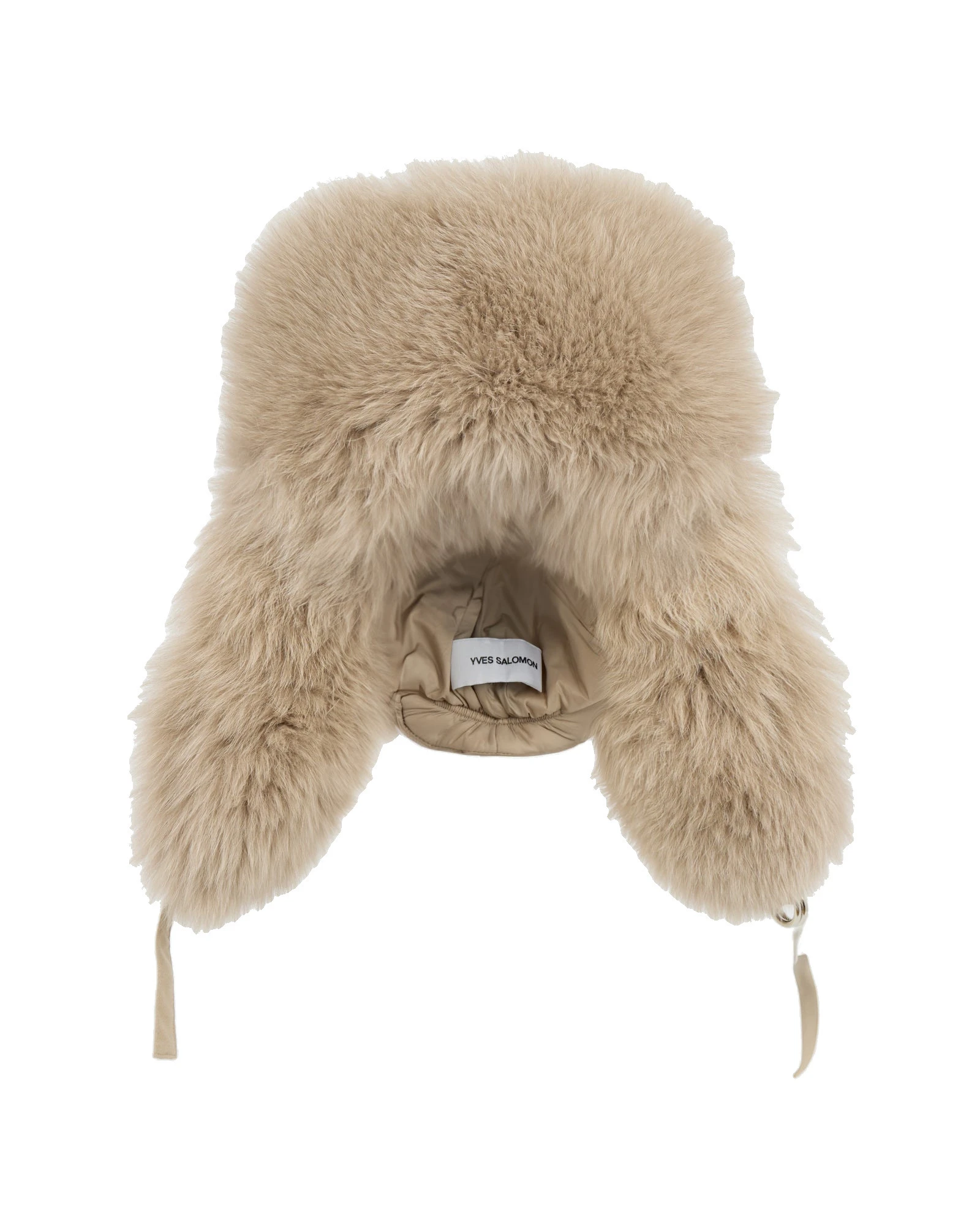 Yves Salomon Flannel and Fox Fur Ushanka in Beige Yves Salomon Flannel and Fox Fur Ushanka in Beige | Hats | Coveti