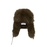 Yves Salomon Flannel and Fox Fur Ushanka in Brown | Hats | Coveti