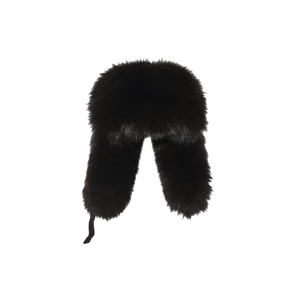 Yves Salomon Flannel and Fox Fur Ushanka in Brown | Women | Coveti