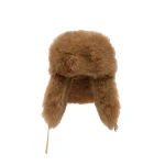 Yves Salomon Flannel and Fox Fur Ushanka in Camel | Hats | Coveti