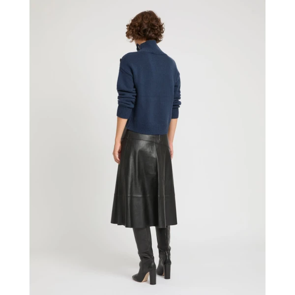 Yves Salomon Flared Lambskin Leather Skirt in Black | Leather Skirts | Coveti