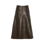 Yves Salomon Flared Lambskin Leather Skirt in Brown | Leather Skirts | Coveti