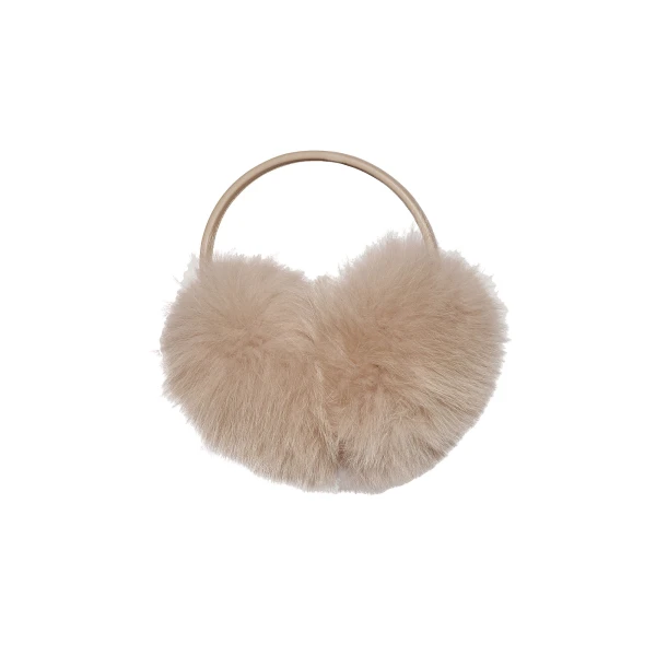 Yves Salomon Fox Fur Earmuffs in Beige | Women | Coveti