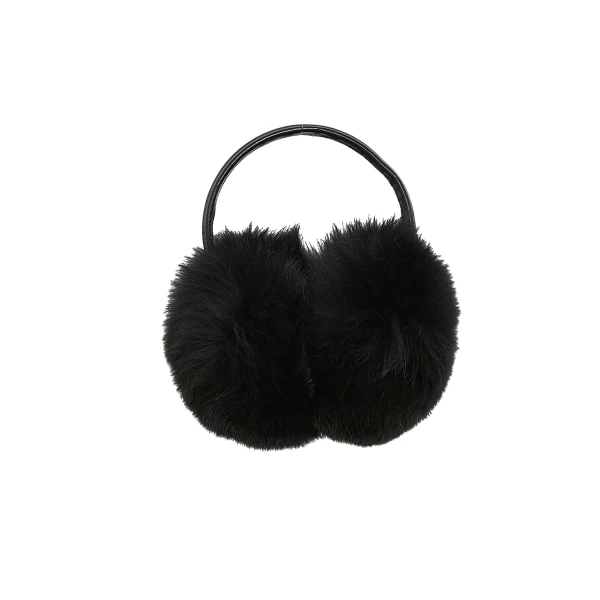 Yves Salomon Fox Fur Earmuffs in Black | Women | Coveti