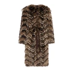 Yves Salomon Fox Fur Knit Coat in Light Brown | Fur Coats | Coveti