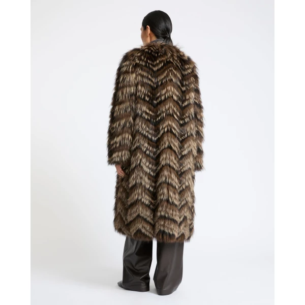 Yves Salomon Fox Fur Knit Coat in Light Brown | Fur Coats | Coveti
