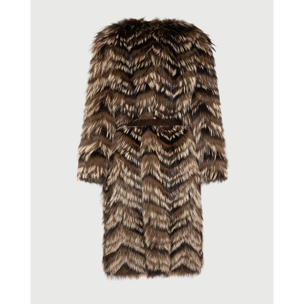 Yves Salomon Fox Fur Knit Coat in Light Brown | Fur Coats | Coveti
