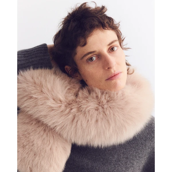 Yves Salomon Fox Fur Scarf in Beige | Scarves | Coveti