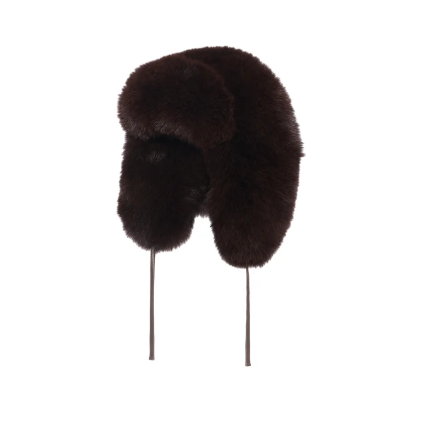 Yves Salomon Fox Fur Ushanka Hat in Brown | Hats | Coveti