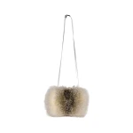 Yves Salomon Fox Fur and Leather Muff in Beige | Gloves | Coveti