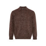 Yves Salomon Heavy Cashmere Knit Polo Sweater in Brown | Men's Knitwear | Coveti