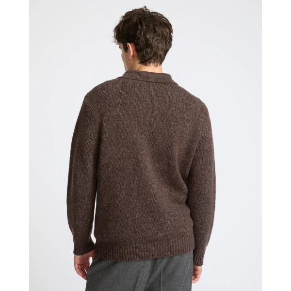 Yves Salomon Heavy Cashmere Knit Polo Sweater in Brown | Men's Knitwear | Coveti