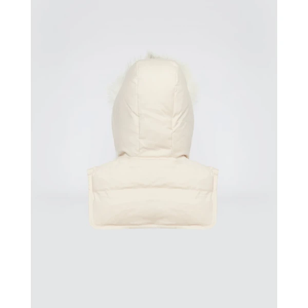 Yves Salomon Hooded Bib in Flannel and Fox Fur in Grey | Hats | Coveti
