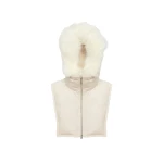 Yves Salomon Hooded Bib in Flannel and Fox Fur in Grey | Women | Coveti