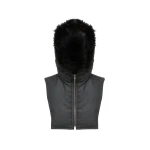 Yves Salomon Hooded Bib in Flannel and Fox Fur in Grey | Women | Coveti
