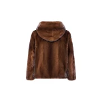 Yves Salomon Hooded Jacket in Long-Haired Mink Fur in Brown | Women | Coveti