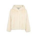 Yves Salomon Hooded Jacket in Long-Haired Mink Fur in White | Mink Jacket | Coveti