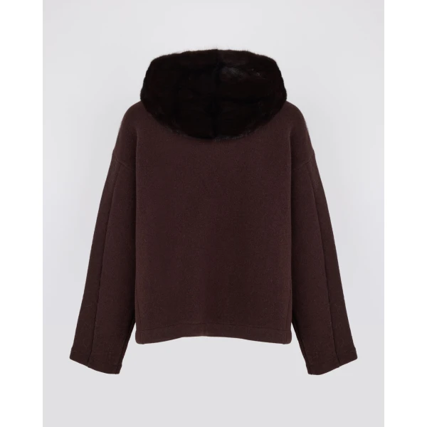 Yves Salomon Hooded Jacket in Mink Fur and Technical Fabric in Brown | Mink Jacket | Coveti