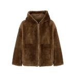 Yves Salomon Hooded Merino Lambskin Shearling Jacket in Brown | Shearling Jackets | Coveti