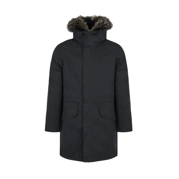 Iconic Technical Cotton Parka with Fox and Rabbit Fur in Black